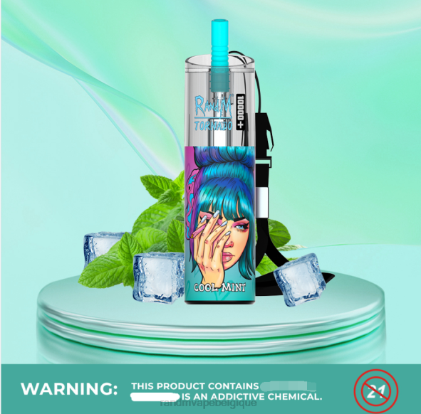 RandM Tornado Belgique | menthe fraîche RandM Tornado 10000 plus dispositif de vape de contrôle du flux d'air 1 pièce D8Z672