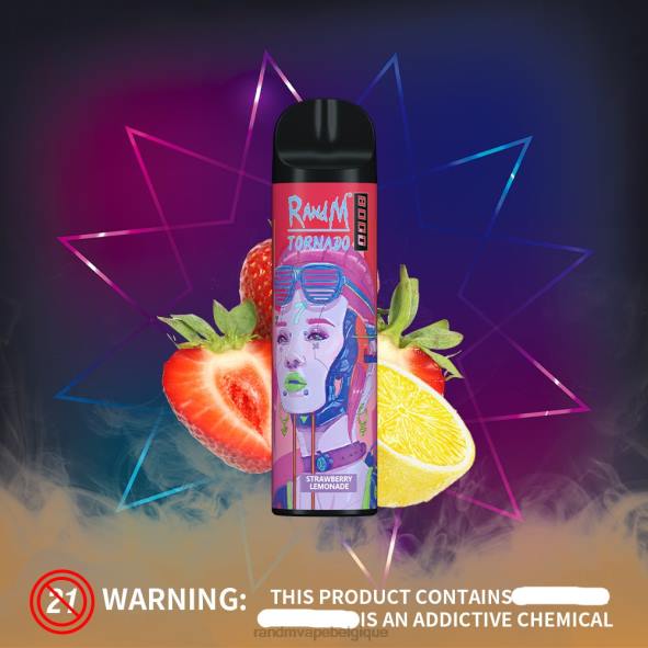 RandM Cigarette Electronique | Limonade de fraise RandM Tornado Dispositif de vape de contrôle du flux d'air 8000 1 pièce D8Z6239