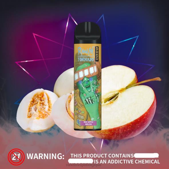 RandM Tornado Bruxelles | melon pomme rouge RandM Tornado Dispositif de vape de contrôle du flux d'air 8000 1 pièce D8Z6245