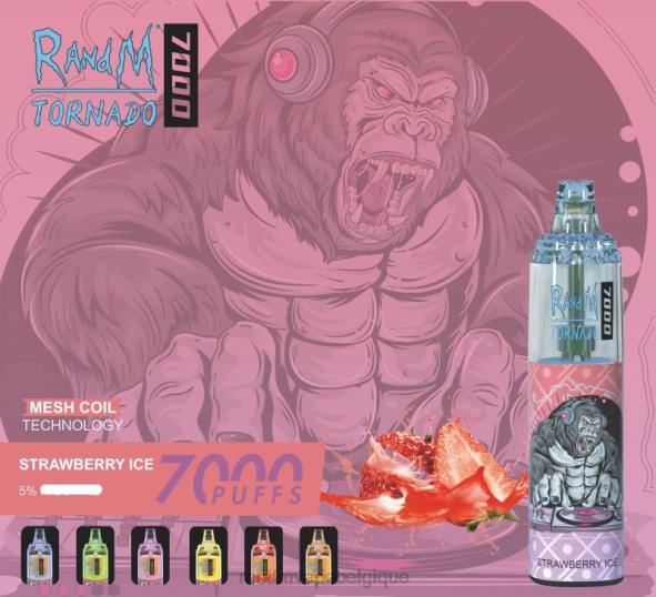 RandM Vape Belgique | glace à la fraise RandM Tornado Dispositif de vape de contrôle du flux d'air 7000 1 pièce D8Z6183