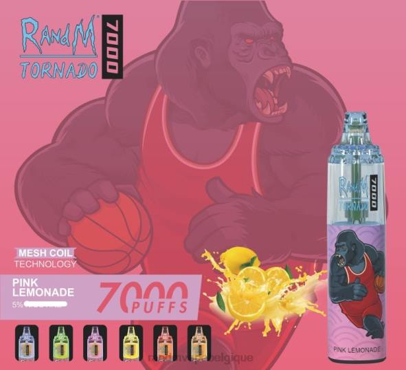 RandM Vape Bruxelles | limonade rose RandM Tornado Dispositif de vape de contrôle du flux d'air 7000 1 pièce D8Z6174