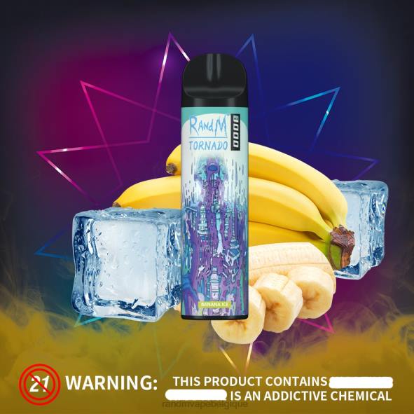 RandM Vape Discount Code | glace à la banane RandM Tornado Dispositif de vape de contrôle du flux d'air 8000 1 pièce D8Z6247